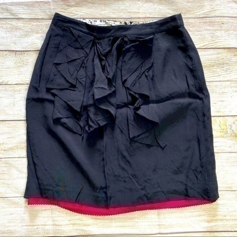 Odille Anthropologie peek-a-boo slip mini skirt. Size 4. Black.